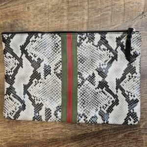 Parker & Hyde Stripe Python Clutch Bag